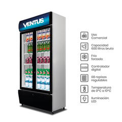 VENTUS - Visicooler 2 puertas VC-600L -600Lts Negro