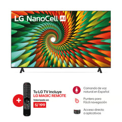 LG - Televisor 75 Pulg. NanoCell Smart TV UHD 4K con ThinQ AI 75NANO77SRA