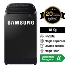 SAMSUNG - Lavadora 18Kg WA18T6260BV Eco Digital Wooble Inverter Negro