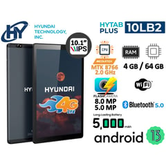 HYUNDAI - TABLET HYTAB PLUS 10LB2 10" 4G LTE DUAL SIM 4GB 64GB ANDROID 13 - GRIS + COVER TIPO FOLDER