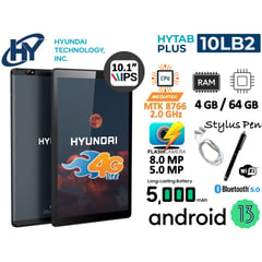 HYUNDAI - TABLET HYTAB PLUS 10LB2 10" 4G LTE DUAL SIM 4GB 64GB ANDROID 13 - GRIS + COVER TIPO FOLDER