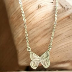 GENERICO - COLLAR MARIPOSA EN PLATA BAÑADA EN ORO 18KL