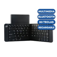 LEOTEC - Mini Teclado Bluetooth Plegable estuche soporte Español Negro