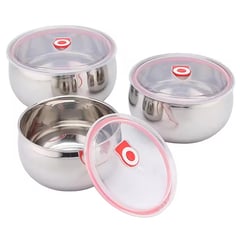 GENERICO - Set 3 Contenedor de alimentos o bowl de acero con tapa hermética