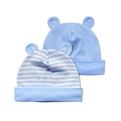 GENERICO - Set Gorro Bebe Orejitas Niño-06 X2 Pzas Shicoblue