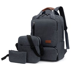 KELLER - Mochila Porta Laptop 15.6" 3 Piezas Gris FD3