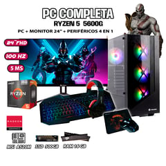 AMD - Computadora Completa Ryzen 5 5600G RAM 16GB DISCO 500GB SSD MONITOR 24" FHD