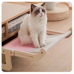 GENERICO - Cama para gato tipo hamaca de madera - Rosado