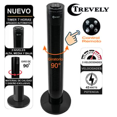 TREVELY - Ventilador de Torre 3V 45 Watts Con Control VT-145