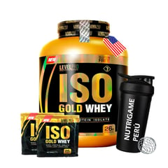 LEVEL PRO - Proteína 100% Isolate Iso Gold Whey 6.6 Lb / 3Kg Vainilla