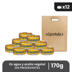 CARABELA - Filetes de Atún en aceite vegetal 170gr Pack x12