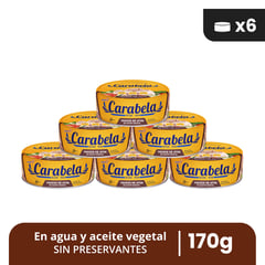 CARABELA - Trozos de Atún en aceite vegetal Carabela 170gr Pack x6