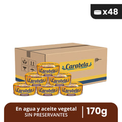 CARABELA - Trozos de Atún en aceite vegetal Carabela 170gr Caja x48