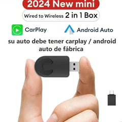 GENERICO - Adaptador inalámbrico Android auto y Apple Carplay 2 en 1 MINI