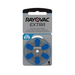 RAYOVAK - PILAS RAYOVAC EXTRA 675 PARA AUDIFONOS MEDICADOS x 6 PILAS