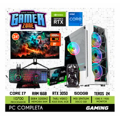 NVIDIA - COMPUTADORA PC GAMER INTEL CORE I7 10700F 16GB 500GB RTX 3050 6GB MONITOR 24 FHD