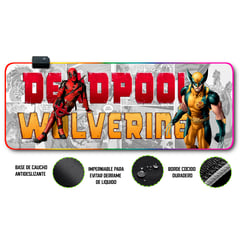 GENERICO - Mouse pad gamer antideslizante con luz rgb de 80x30 Deadpool Wolverine