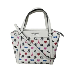 KARL LAGERFELD - CARTERA TOTE Y CRUZADA BLANCA CON COLORES