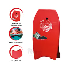 GENERICO - Plancha Aerodinamica para la Playa de Color Rojo Y+Stickers