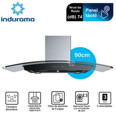 INDURAMA - Campana Extractora Tipo Chimenea CEI-90NEVC Inox