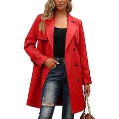 TIOZONEY - Chaqueta formal larga con botones mujer - Rojo