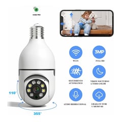 GENERICO - CAMARA TIPO FOCO 360 WIFI, VISION NOCTURNA Y ALARMA INCLUIDA