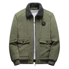 TIOZONEY - Chaqueta de cordero para hombres - Verde