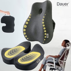 DAUER - Duo Cojines 3D Lumbar + Asiento Viscoelástico Bambu Ergonomico 2 en 1