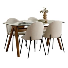 HOGAR & SPACIOS - HYS COMEDOR 4 SILLAS BETH BEIGE