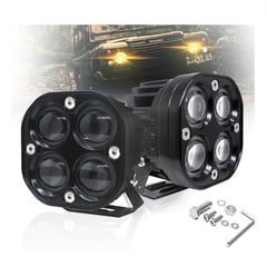 GENERICO - Par De Faros Led GZ 4Lupas Dual Blanco-Ambar Auto moto