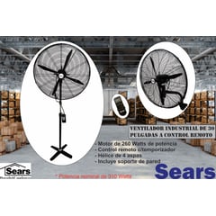 SEARS - Ventilador industrial de 30 pulgadas a control remoto 2 en 1 Marca