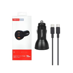 TRANYOO T-C25 SUPER FAST CAR CHARGER USB TO 2 TYPE - C 78W