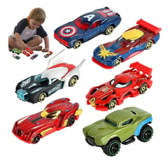 GENERICO - Pack 6 Carros Metal Avengers Juguete para Niños