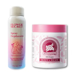 PACK CREMA DEPILADORA SPRAY Y CREMA PARA EL CUERPO ROSAS