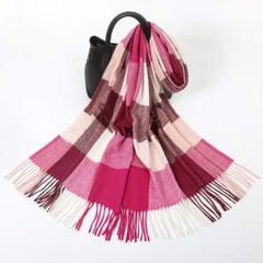 GENERICO - Maxi Bufandas Cuadros Fucsia Cashmere Pashmina - Miden 200x60cm