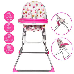 INFANTINO - Silla de Comer Infanti Doble Bandeja Plegable Rosa