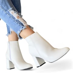 GENERICO - Botin Mujer Casual Taco 5 2086L-60 Color Blanco