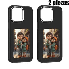 SHHORS - Carcasa para Apple iPhone 15 Plus Patrones DIY NFC 2 PCS Doble Negro