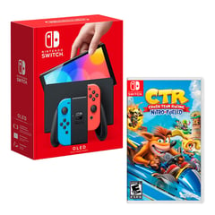 Consola Switch Modelo Oled Neon + Crash team Racing