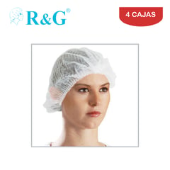 R&G - Toca tipo tira / cofia /gorro blanco caja*100und R&G. Pack 4 cajas