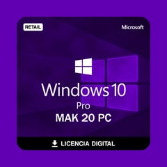 MICROSOFT - Licencia Windows 10 Pro MAK Para 20 PC