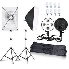 GENERICO - KIT DE ILUMINACION FOTOGRAFICA 2 socket 8 focos 45wats