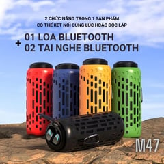 IMPORTADO - PACK AUDIFONOS BLUETOOTH + PARLANTE MODELO M47 COLOR ROJO