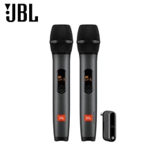 JBL - Dos Micrófonos Wireless Microphone Negro con Receptor UHF 6 Horas