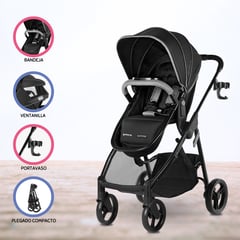 SUMMER - Coche Jogger Deportivo Moisés para Bebé «MYRIA» Black Onix