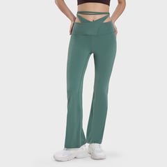 RURUTOTO - Pantalones deportivos de yoga cruzada para mujer Negro