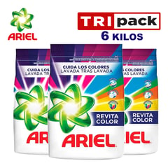 ARIEL - Detergente en polvo 2 kilos Revitacolor TRIPACK 6kilos