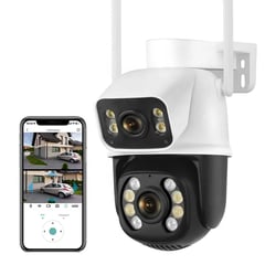 AV HOME - Camara de seguridad doble lente vigilancia 6MP para exteriores e interiores