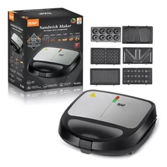 RAFF - RAF 6 en 1 Máquina para Donas Sandwich Grill Waffles Donas