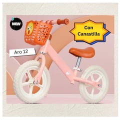 GENERICO - Bicicleta Balance Lux Para Niños Color Pastel con Canastilla